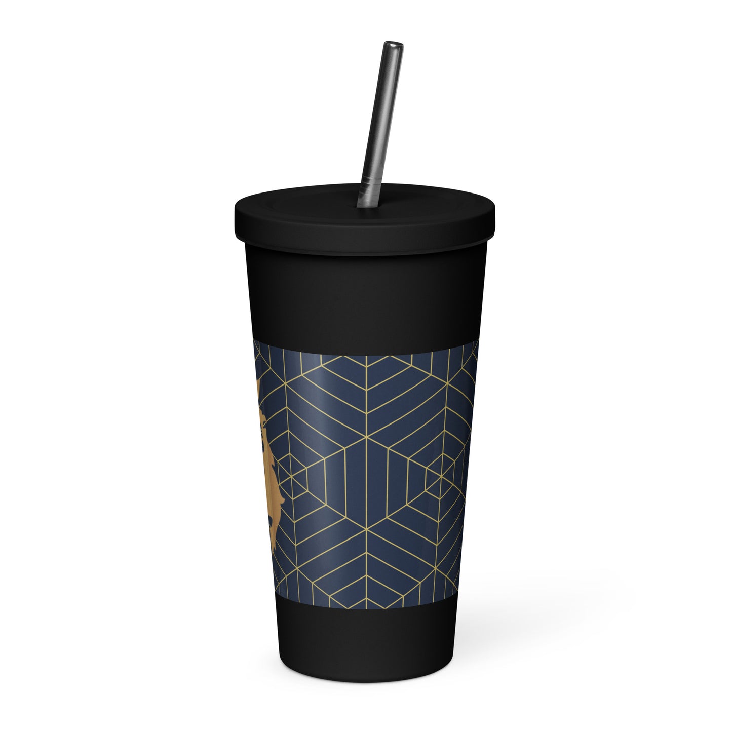 Insulated tumbler with a straw