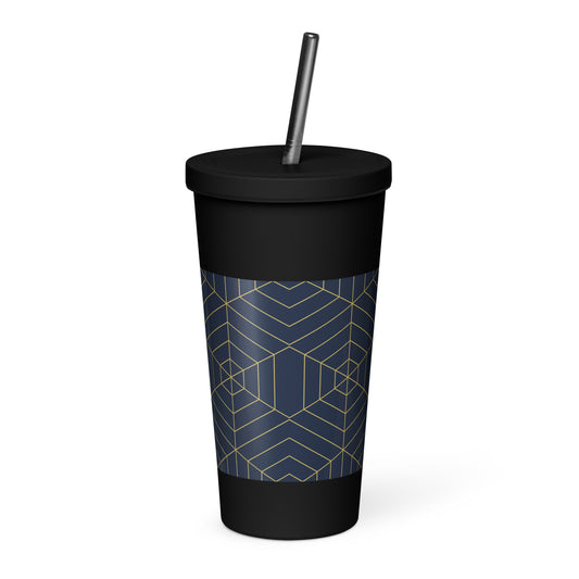 Insulated tumbler with a straw