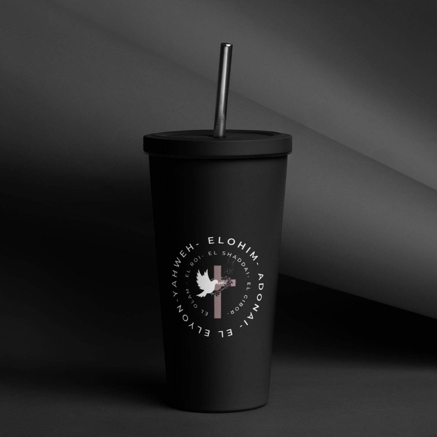 Insulated tumbler with a straw