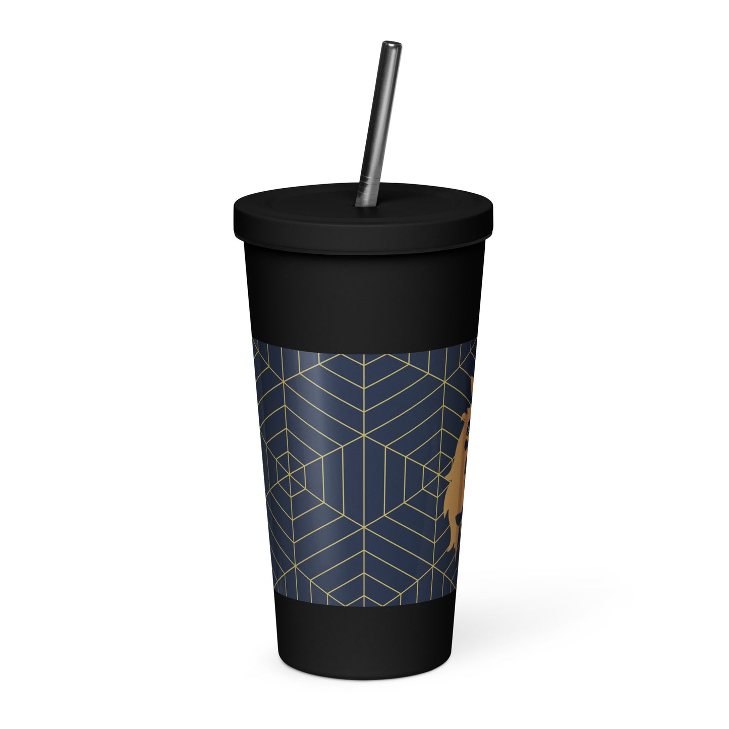 Insulated tumbler with a straw